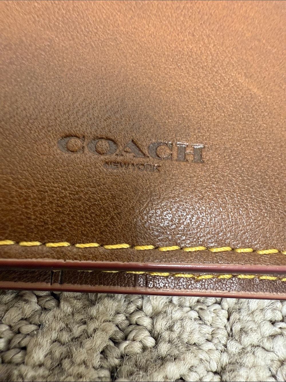 Coach Brown Leather Tattoo-Print Long Long Pocket Wallet with Yellow Stitching - Picture 12 of 12